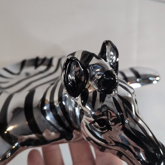 Fitz and Floyd Silver Zebra Soap Trinket Dish Faux Glaze MATCH BOOKENDS Vintage - Picture 12 of 16